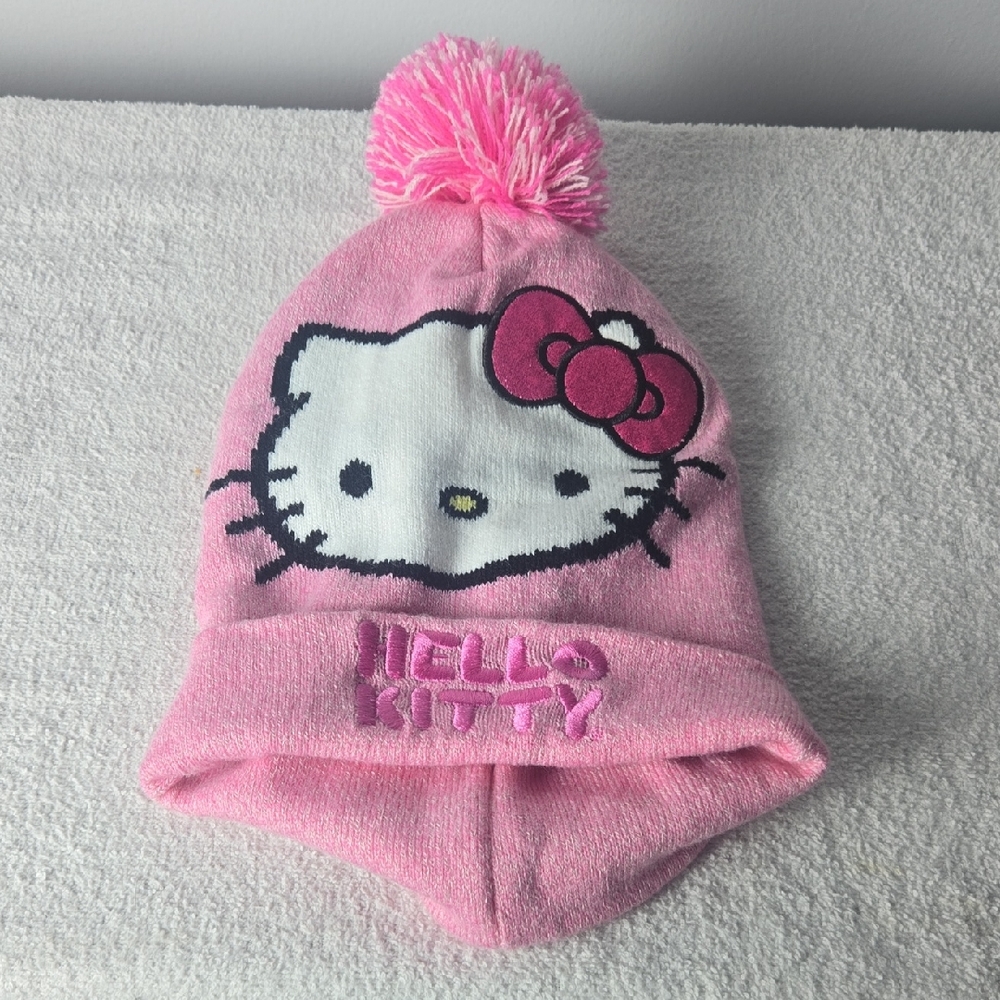 Hello Kitty Pink Knit Hat with Pom Pom